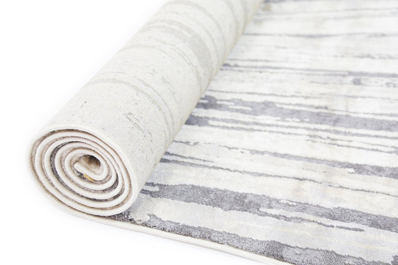 Alyssum Grey Beige Textured Swirl Rug 240x330 cm