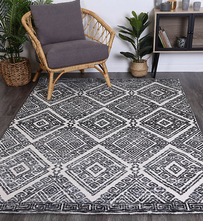 Alayah Diamond Anthracite Rug 160x230 cm