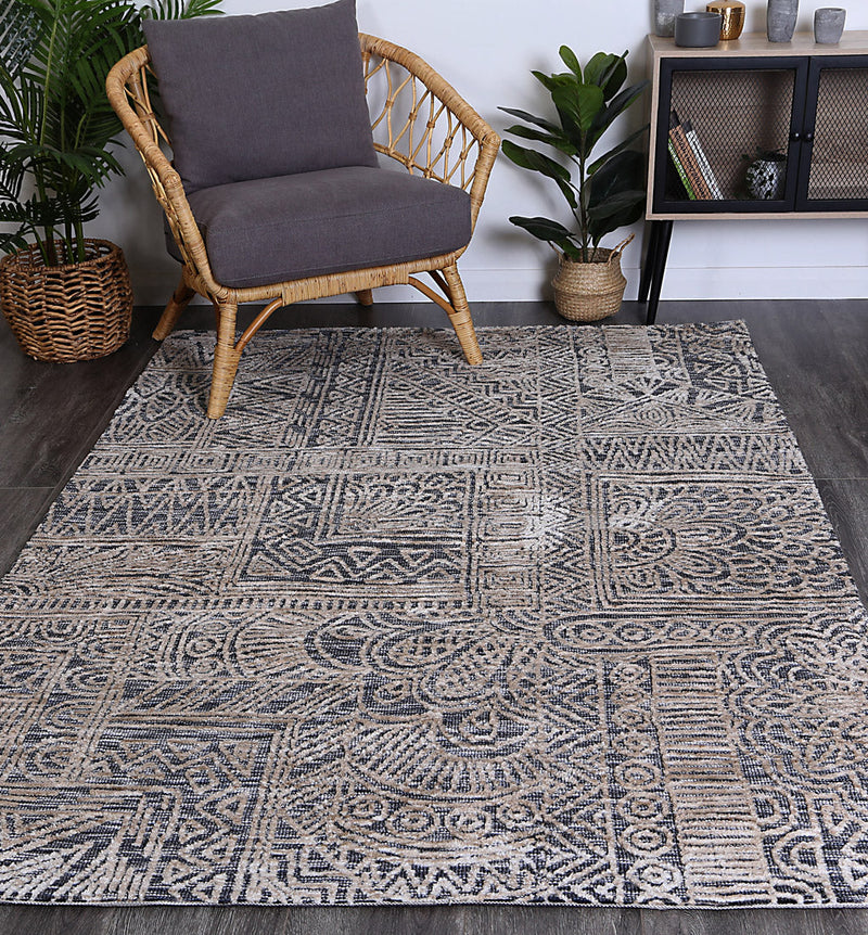 Alayah Anthacite Flower Rug 160x230 cm