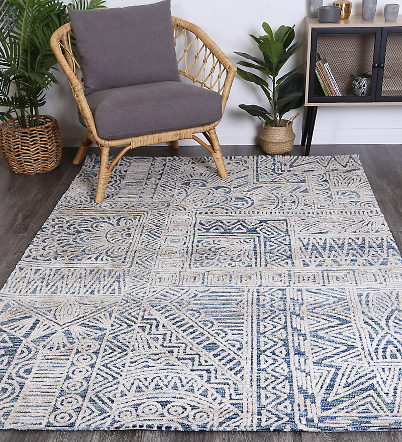 Alayah Navy Flower Rug 160x230 cm