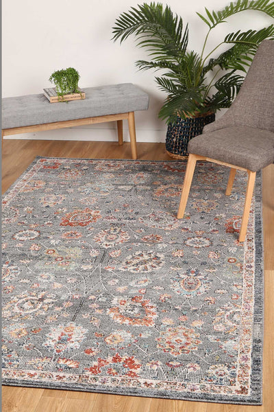 Ezra Grey Floral Rug 160x230