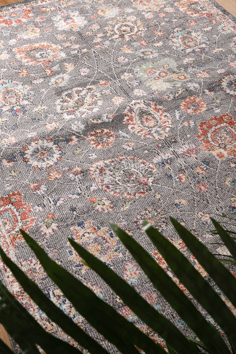Ezra Grey Floral Rug 160x230