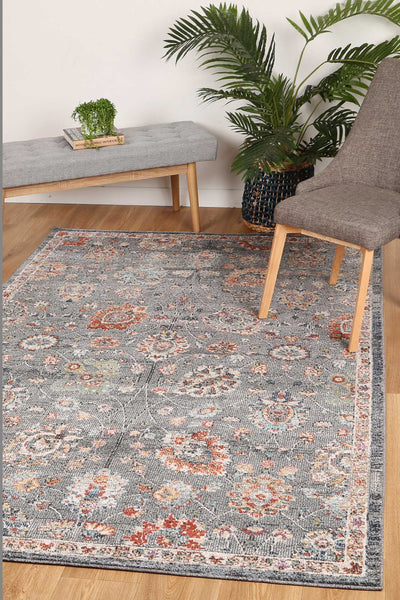 Ezra Grey Floral Rug 300x400