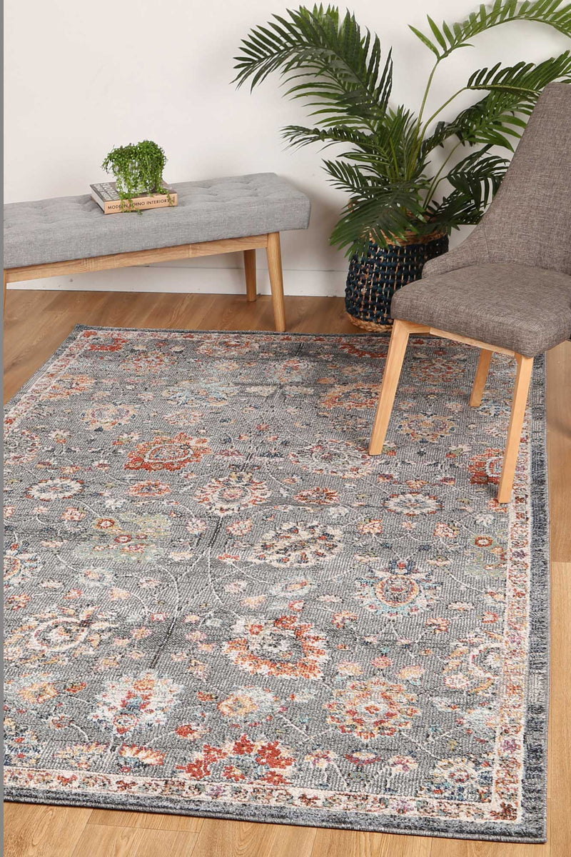 Ezra Grey Floral Rug 300x400