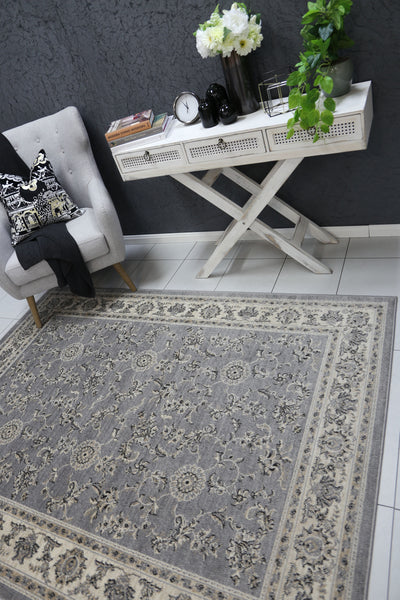 Arya  Grey Cream Border Rug 160x220 cm