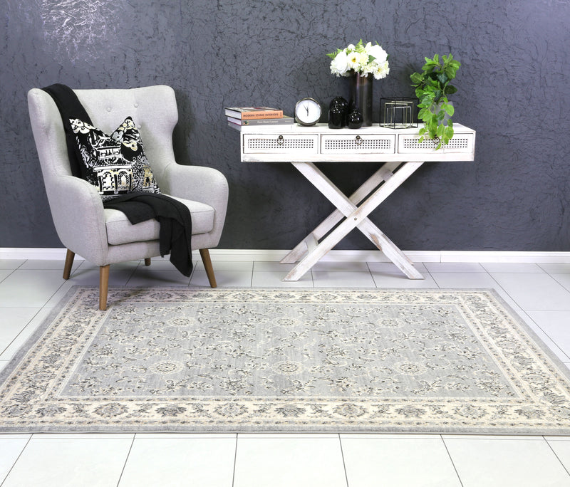 Arya  Grey Cream Border Rug 160x220 cm