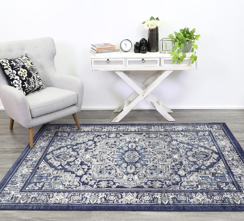 Arya Navy Blue Transitional Rug 160x220 cm