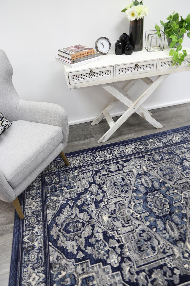 Arya Navy Blue Transitional Rug 160x220 cm