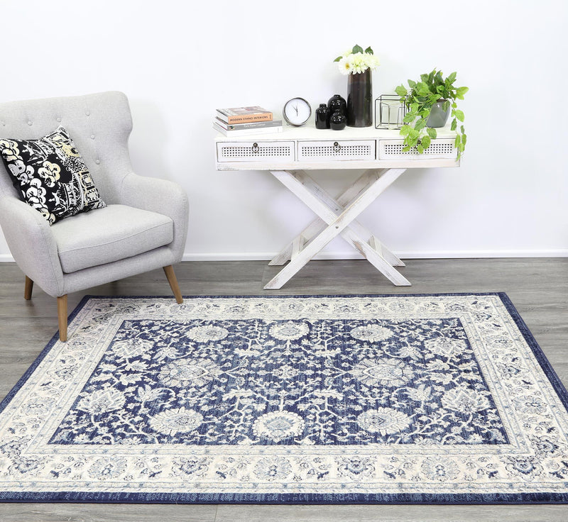 Arya Navy Blue Traditional Rug 160x220 cm