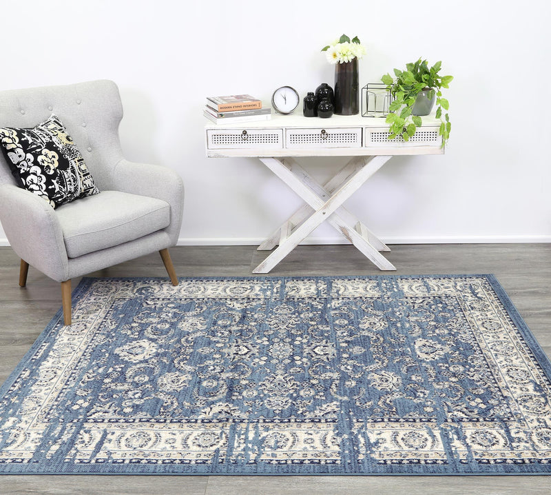 Arya Distressed Navy Blue Rug 160x220 cm