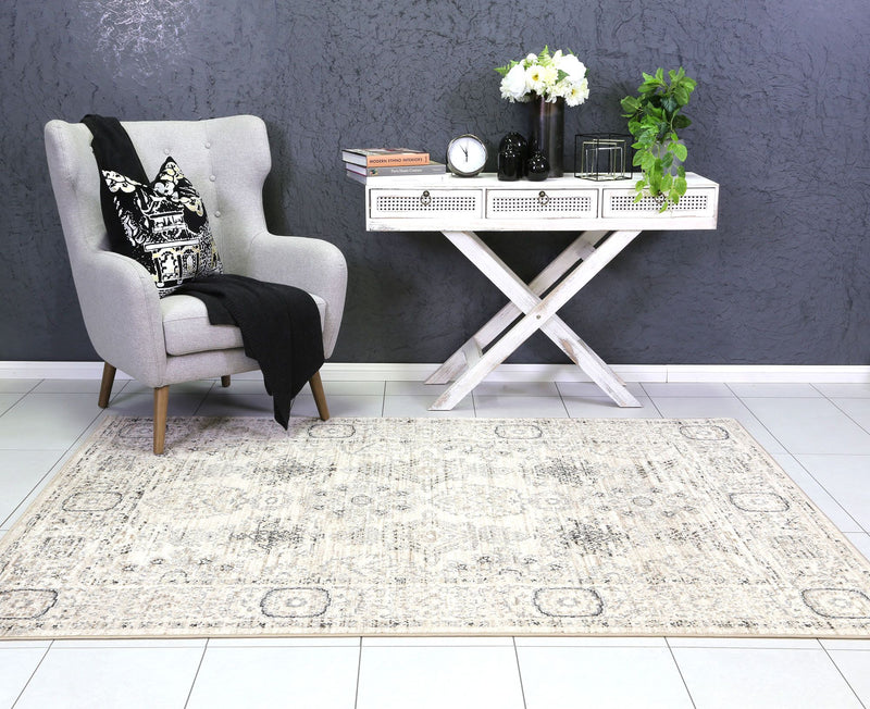 Arya Cream Grey Contemporary Rug 160x220 cm