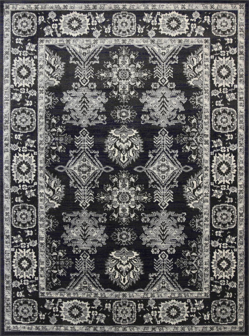 Arya Traditional Navy Grey Rug 160x220 cm