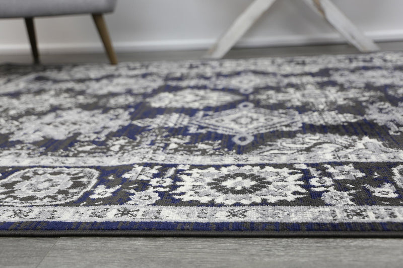 Arya Traditional Navy Grey Rug 160x220 cm