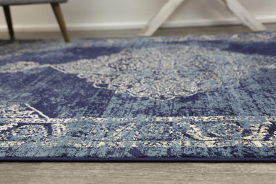 Arya Navy Blue Distress Rug 200x290 cm