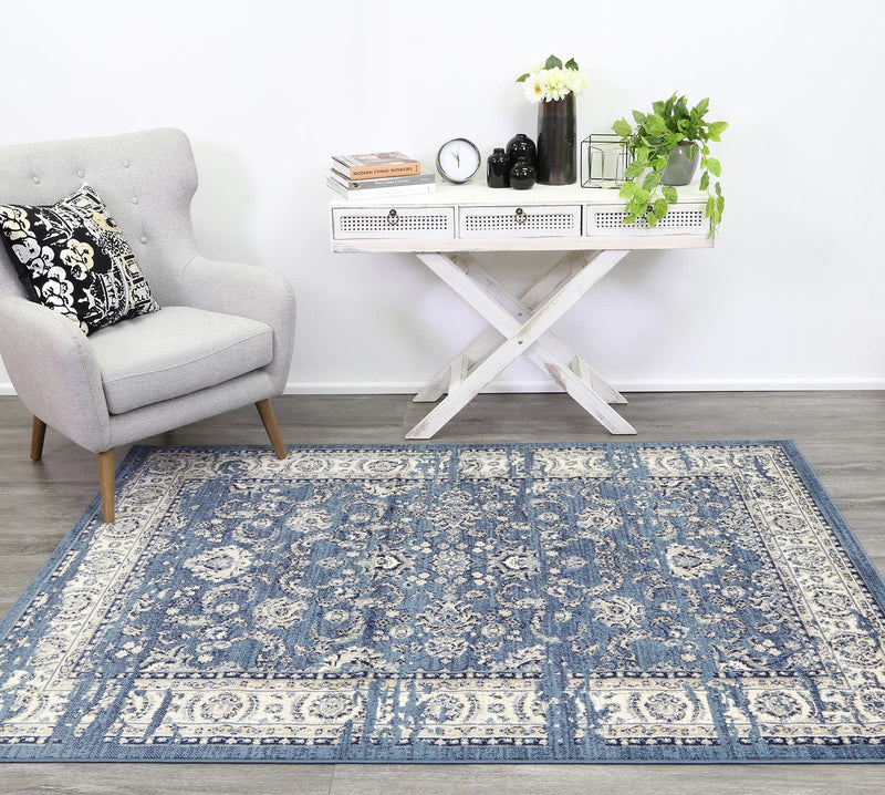 Arya Distressed Navy Blue Rug 200x290 cm