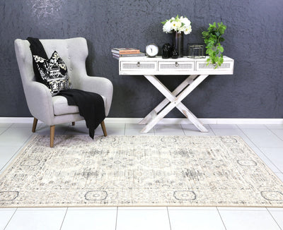 Arya Cream Grey Contemporary Rug 200x290 cm