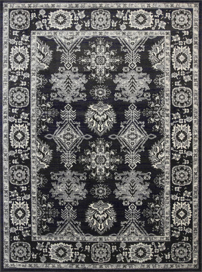 Arya Traditional Navy Grey Rug 200x290 cm