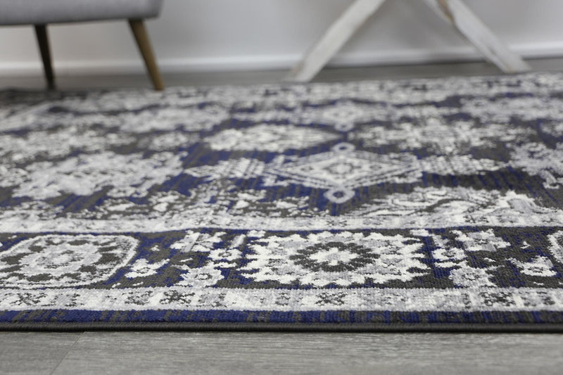 Arya Traditional Navy Grey Rug 200x290 cm