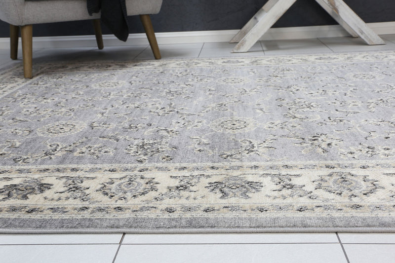 Arya  Grey Cream Border Rug 240x330 cm