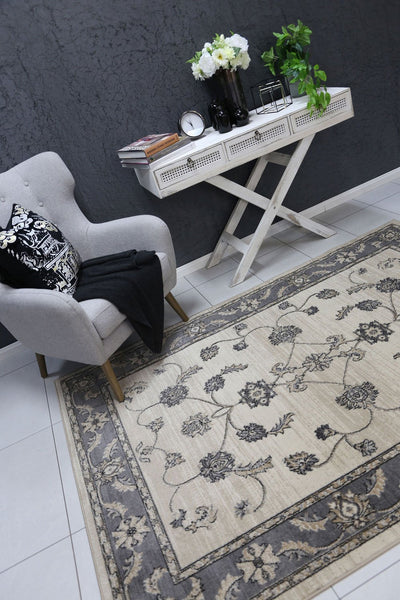 Arya Cream Grey Oriental Rug 240x330 cm