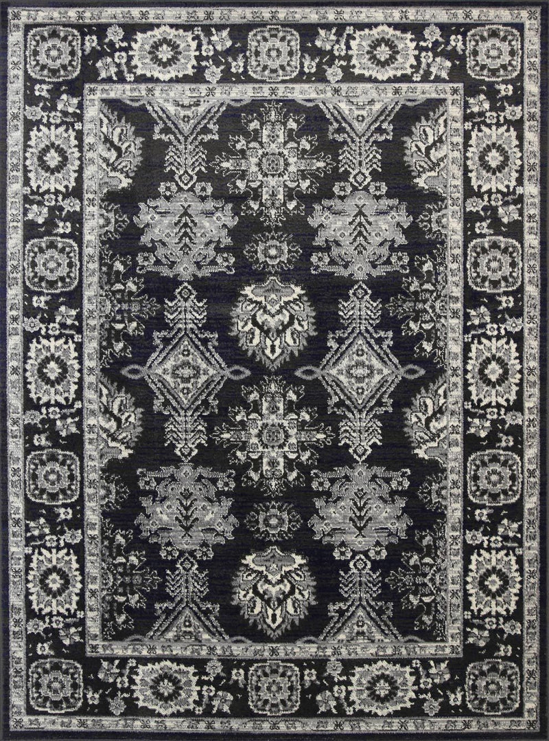 Arya Traditional Navy Grey Rug 240x330 cm