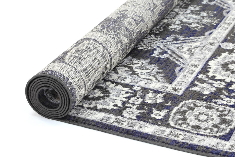 Arya Traditional Navy Grey Rug 240x330 cm