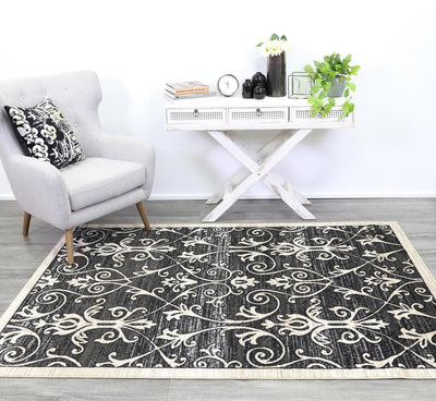 Arya Grey Beige Ikat Rug 80x300 cm