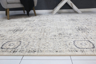 Arya Cream Grey Contemporary Rug 80x300 cm