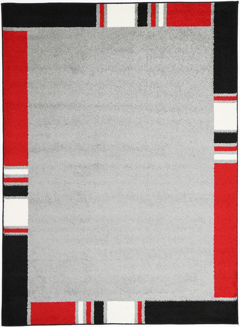 Atta Grey Red Border Rug 160x220 cm