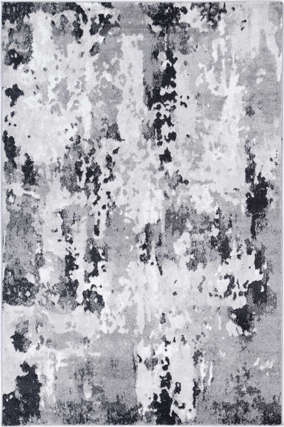 Ermina Modern Abstract Grey Black Rug 160x230cm