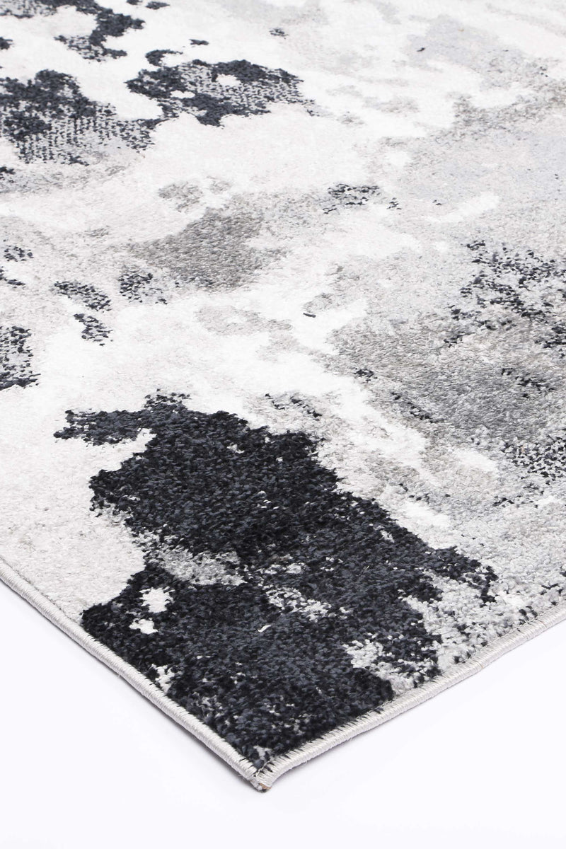 Ermina Modern Abstract Grey Black Rug 160x230cm