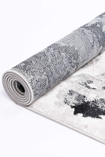 Ermina Modern Abstract Grey Black Rug 160x230cm