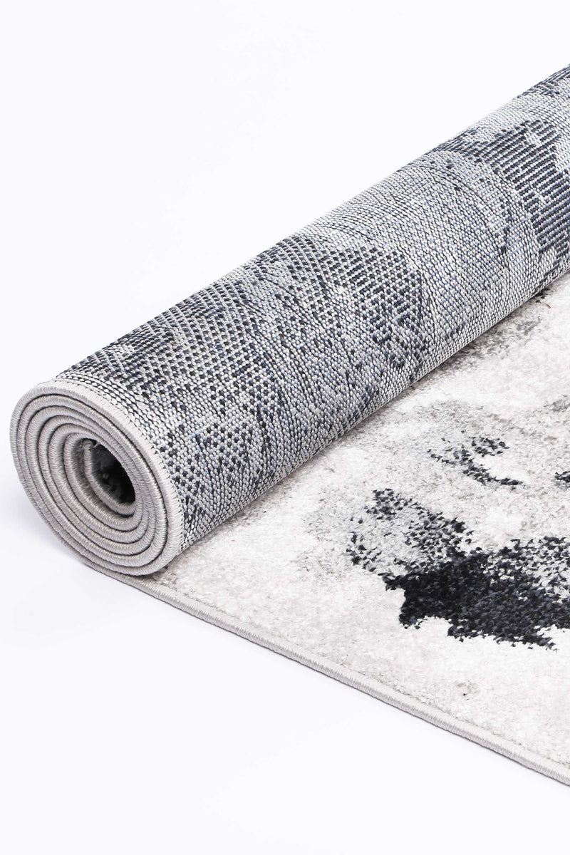 Ermina Modern Abstract Grey Black Rug 160x230cm