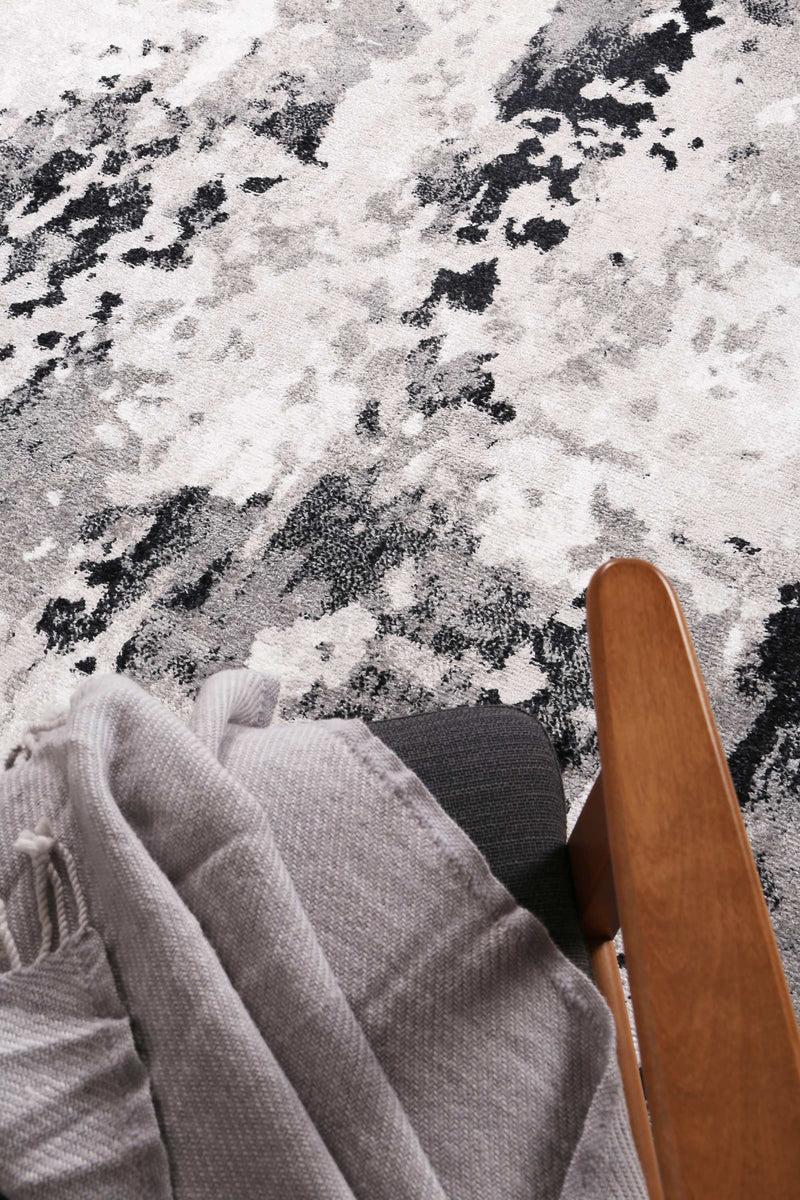 Ermina Modern Abstract Grey Black Rug 160x230cm