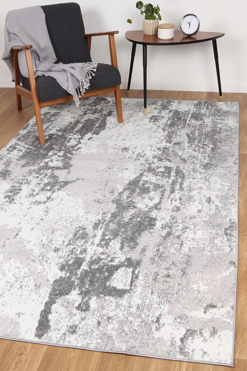 Ermina Modern Abstract Light Grey Rug 160x230cm