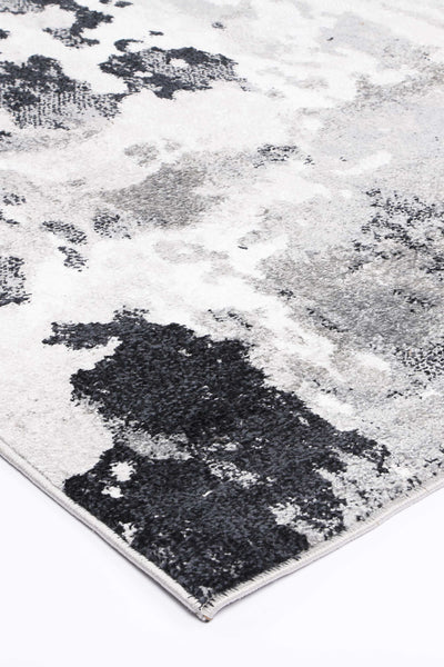 Ermina Modern Abstract Grey Black Rug 200x290cm