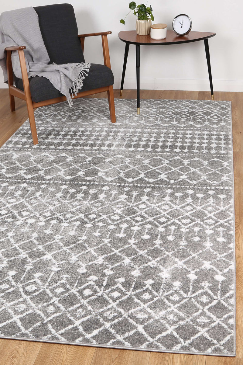 Ermina Tribal Grey Rug 200x290cm