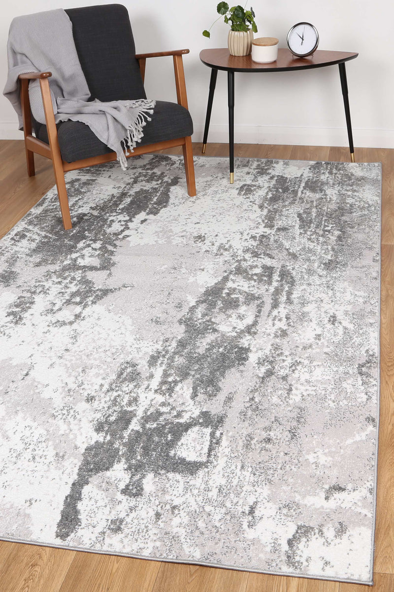 Ermina Modern Abstract Light Grey Rug 240x330cm