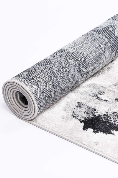 Ermina Modern Abstract Grey Black Rug 280x380cm