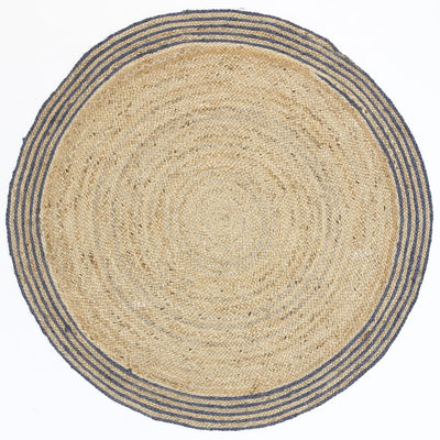 Capri Grey Natural Round Boarder Rug 150x150 Round