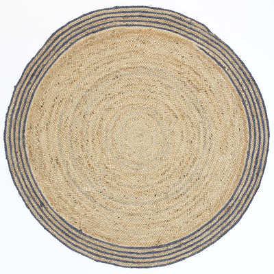 Capri Grey Natural Round Boarder Rug 200x200 Round