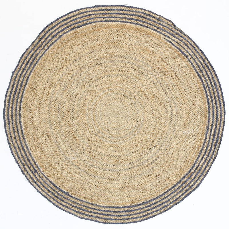 Capri Grey Natural Round Boarder Rug 200x200 Round