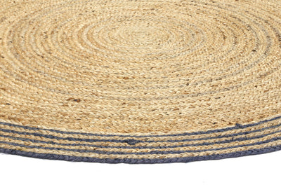 Capri Grey Natural Round Boarder Rug 200x200 Round