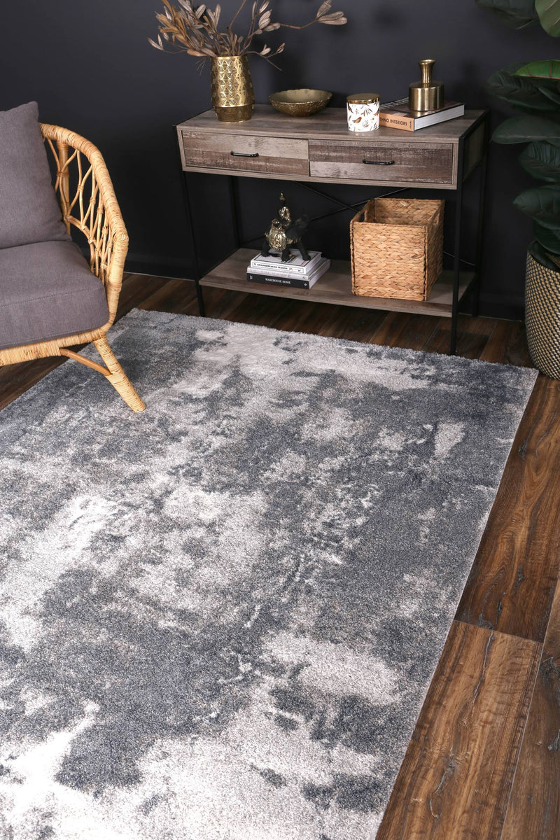 Yuzil Grey White Abstract Rug 120x170cm