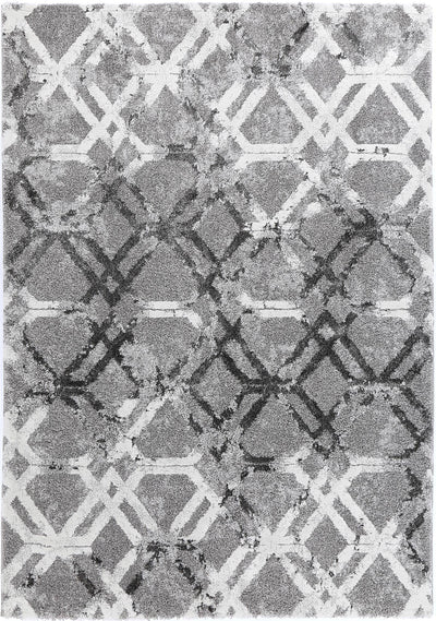 Yuzil Grey White Lattice Rug 120x170cm