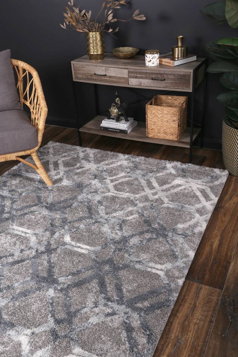 Yuzil Blue Lattice Rug 120x170cm