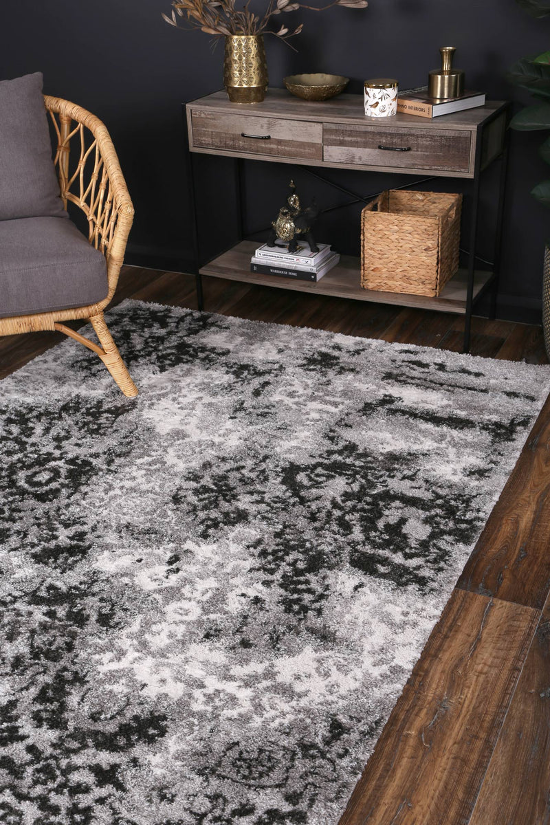 Yuzil Dark Grey Transitional Rug 120x170cm