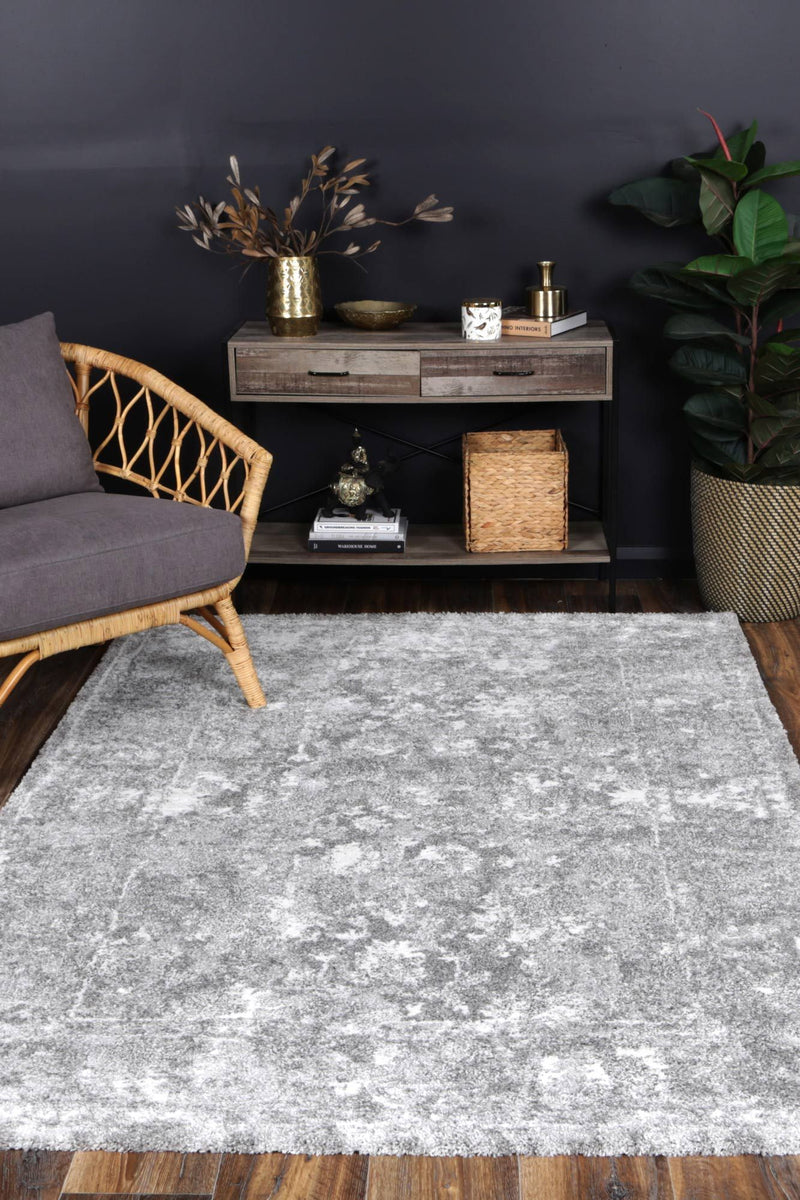 Yuzil Grey Floral Rug 160x230cm