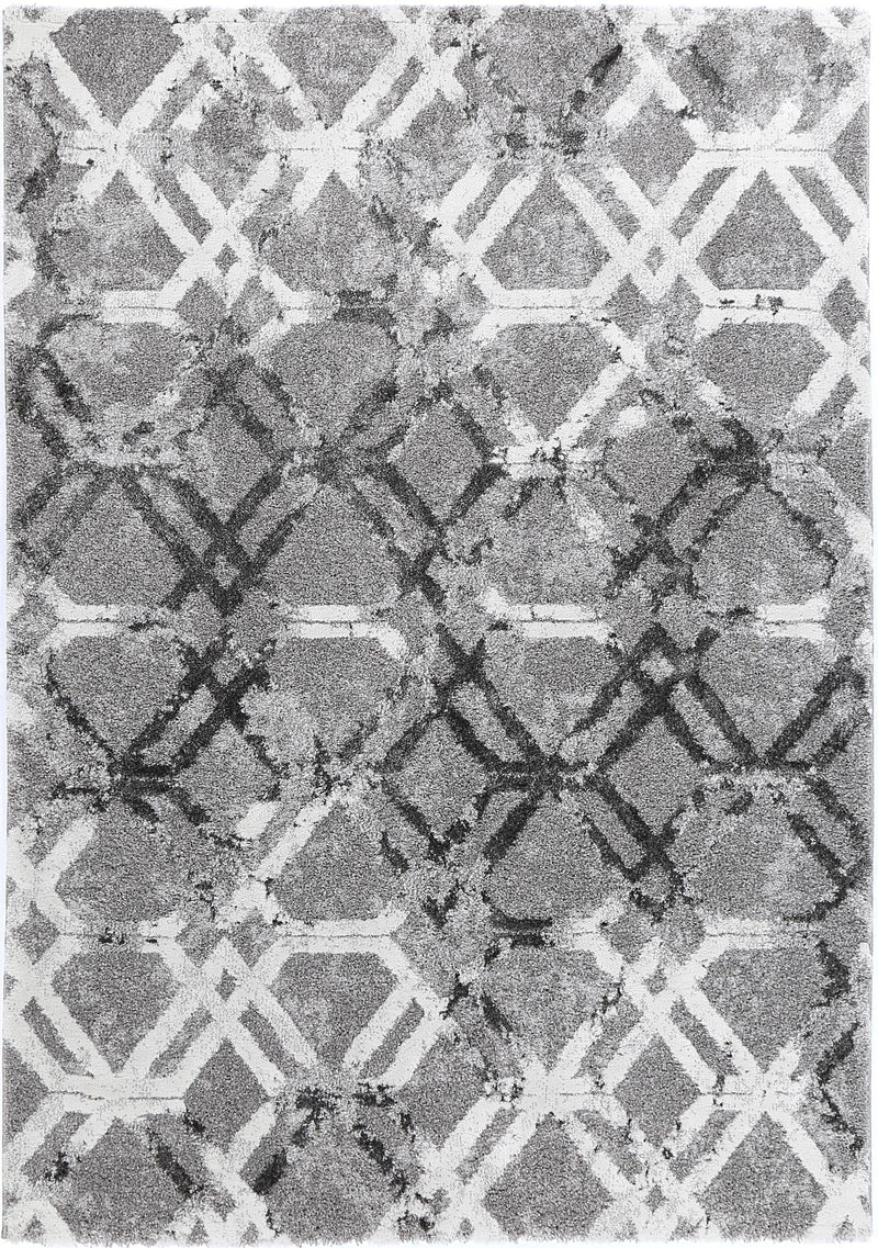 Yuzil Grey White Lattice Rug 200x290cm