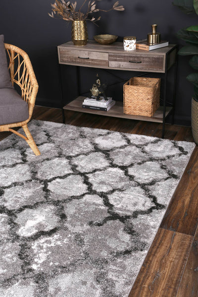 Yuzil Grey Lattice Rug 240x330cm